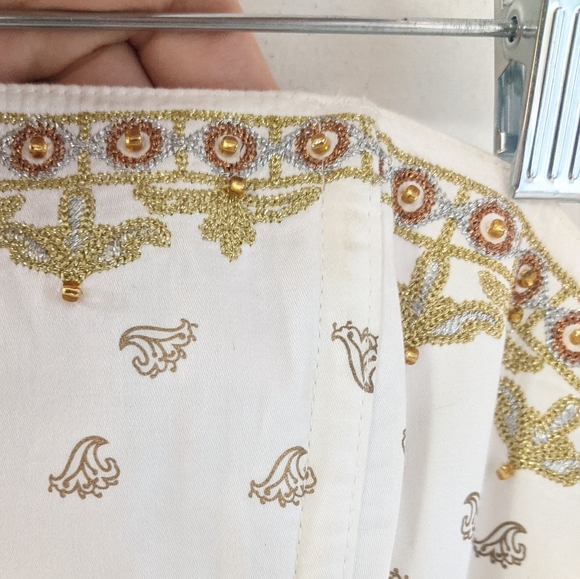 Fredrick's of Hollywood White/Gold Fantasycore/Fairycore Strapless Corset Top - Picture 12 of 12